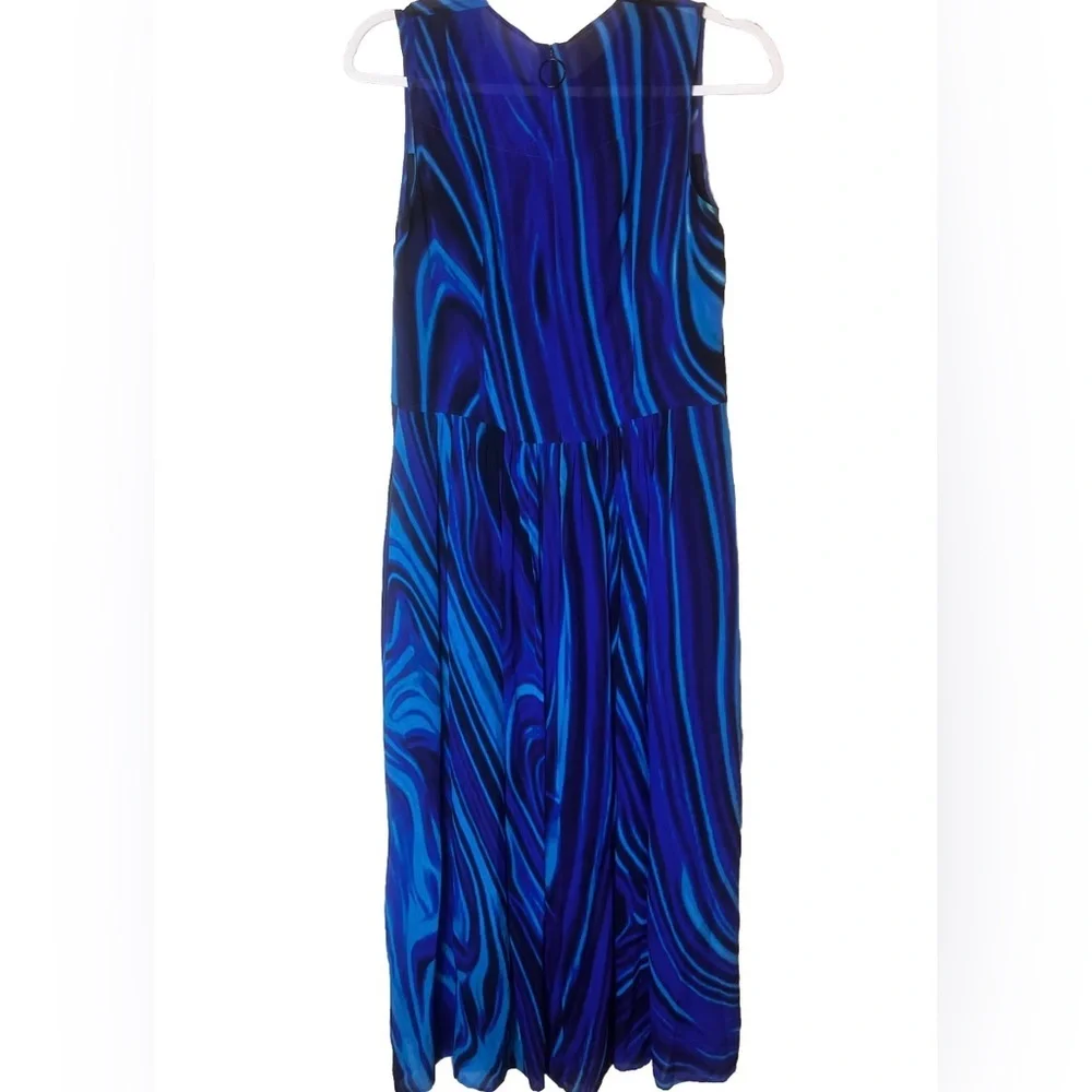 Akris Punto Blue Planet Print Sleeveless MidiDress Size US 4 - Picture 3 of 7